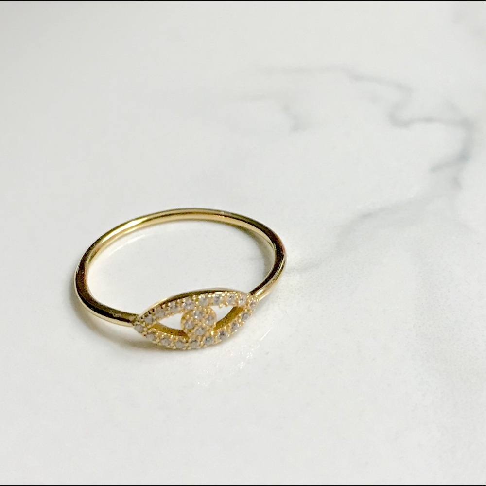 Gold plated Evil Eye CZ Ring - Picture 1 of 5